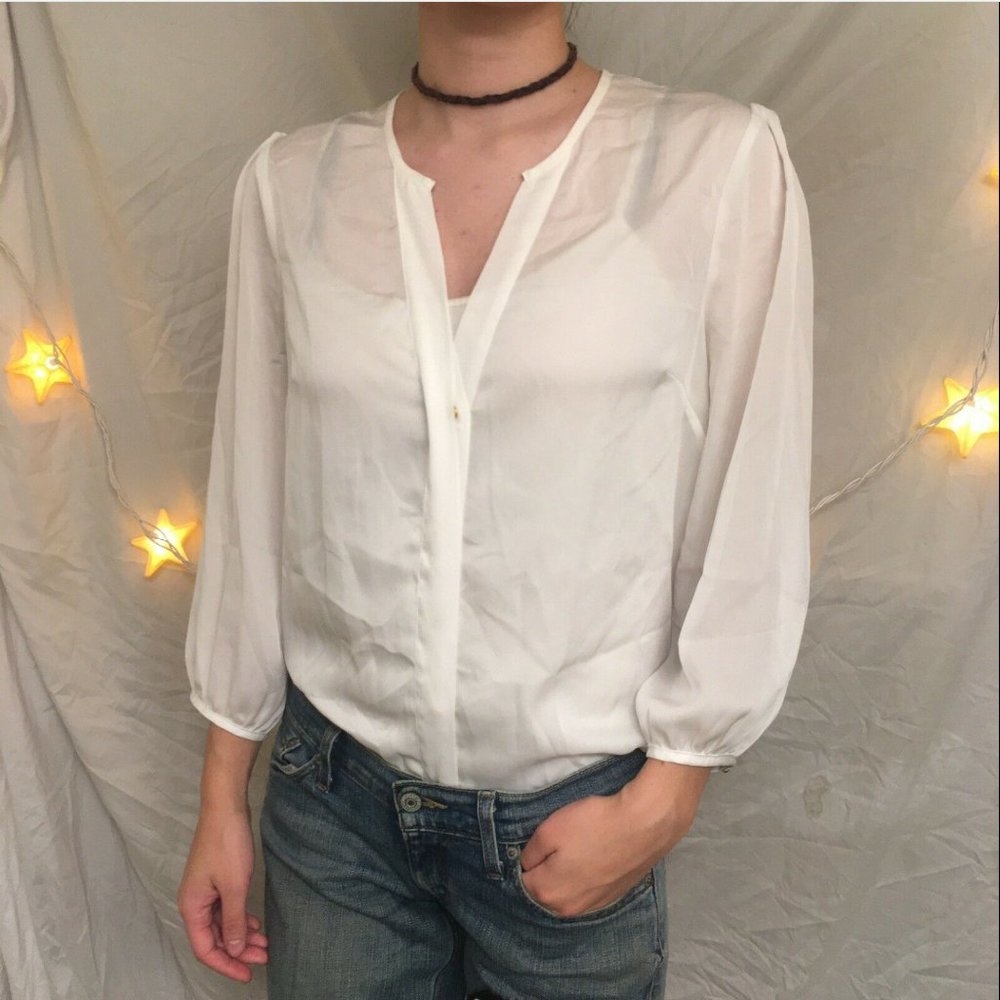 H&M Sheer White Blouse